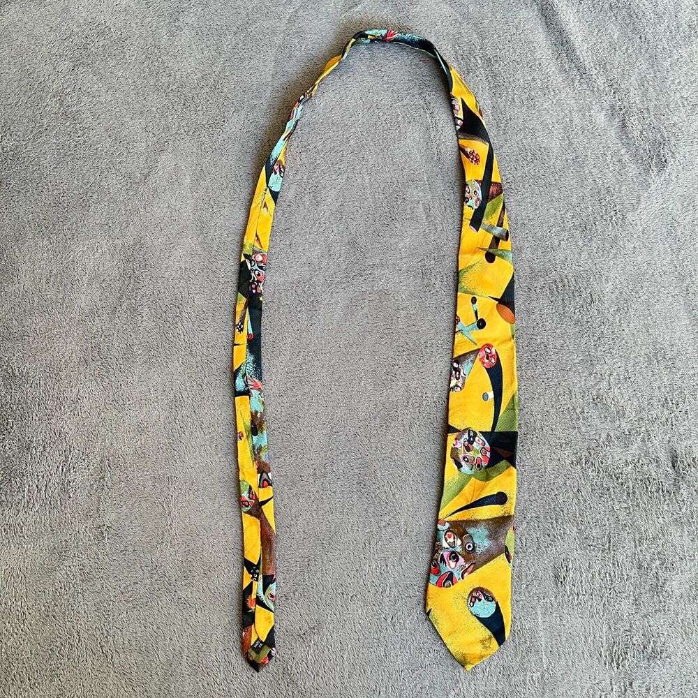 Vintage Yellow Geometric Abstract Art Luxury Men's Necktie